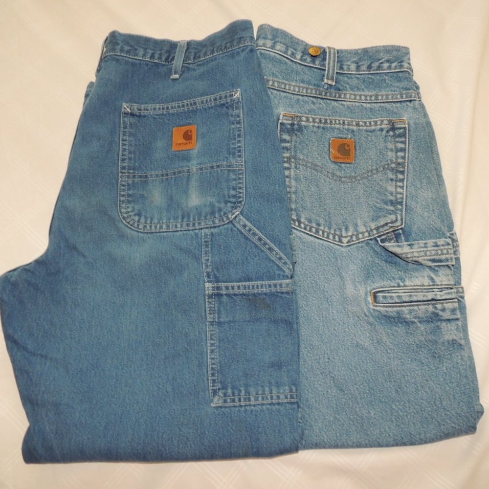 LOT OF 2 MENS CARHARTT Denim Jean Pants 36 x 28
